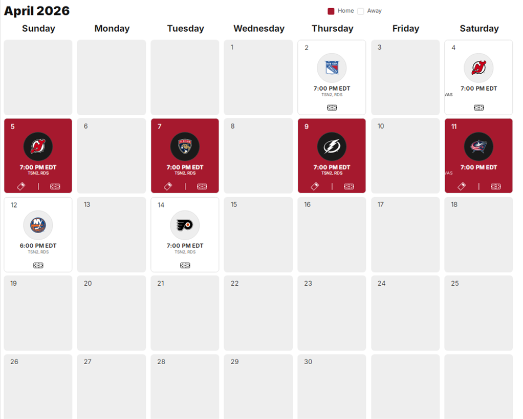 Apr2026 Habs Livestream Free Schedule: Apr2026