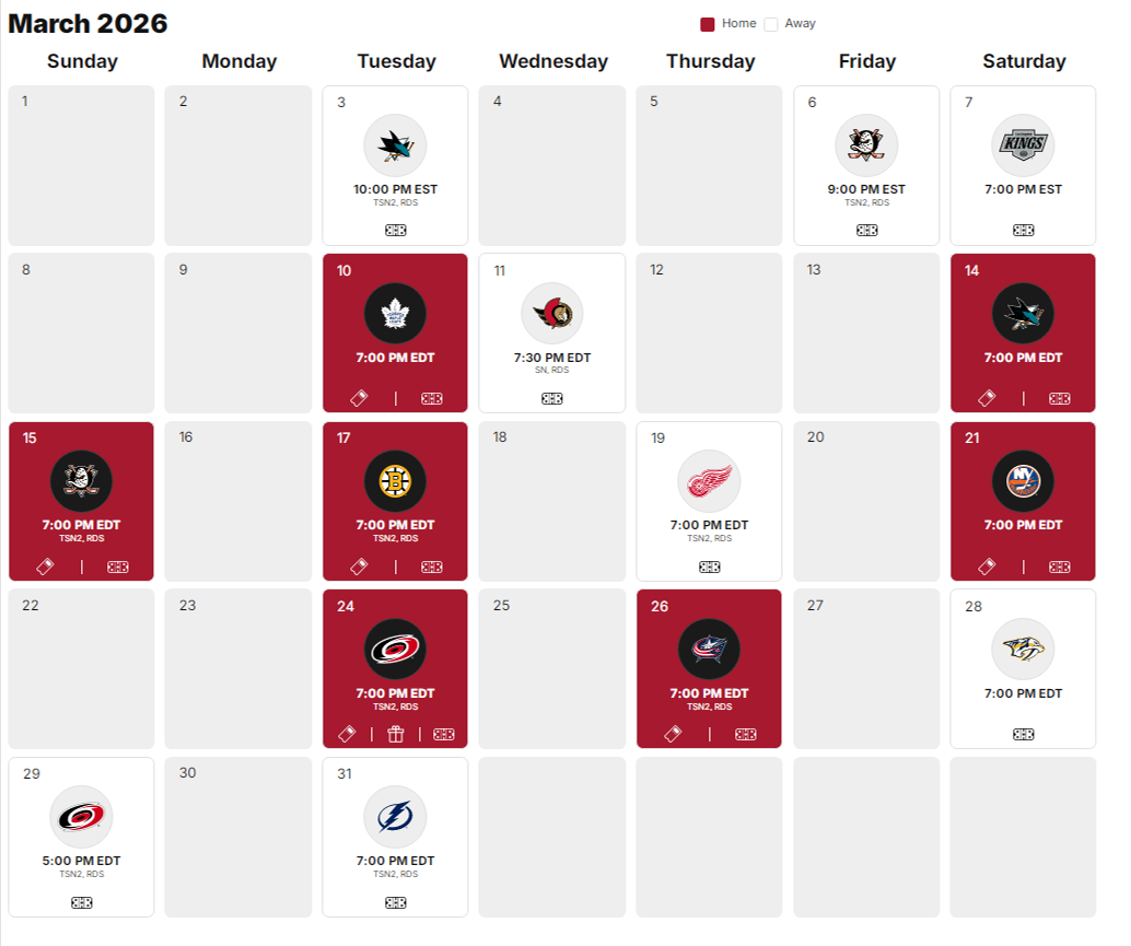 Mar2026 Habs Livestream Free Schedule: Mar2026